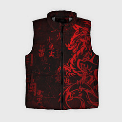 Женский жилет Красный дракон - иероглифы, цвет: 3D-светло-серый