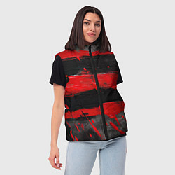Женский жилет Текстура краски красные полосы, цвет: 3D-черный — фото 2