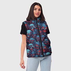 Женский жилет Monster skulls pattern, цвет: 3D-черный — фото 2