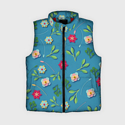 Женский жилет Цветы и зеленые веточки, цвет: 3D-красный