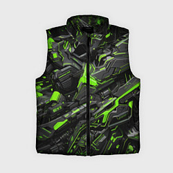 Женский жилет Текстура киберпанка, цвет: 3D-черный