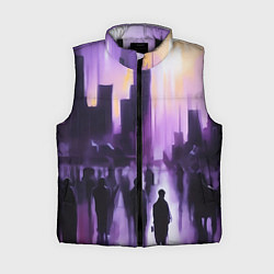 Женский жилет Человеческие силуэты на фоне большого города, цвет: 3D-черный
