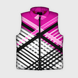 Женский жилет Черно-белые косые переплетенные полосы на малиново, цвет: 3D-красный
