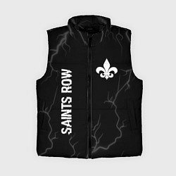 Женский жилет Saints Row glitch на темном фоне: надпись, символ
