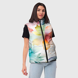 Женский жилет Акварельный цветочный принт, цвет: 3D-красный — фото 2