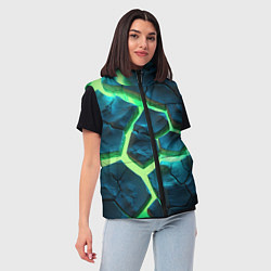Женский жилет Яркий зеленый разлом плит, цвет: 3D-черный — фото 2