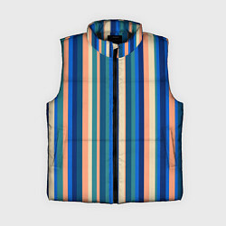 Женский жилет Полосатый сине-бежевый, цвет: 3D-черный