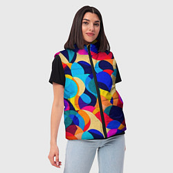Женский жилет Яркая абстракция паттерн, цвет: 3D-черный — фото 2