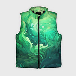 Женский жилет Зеленые абстрактные волны, цвет: 3D-черный