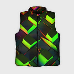 Женский жилет Зеленые неоновые плитки, цвет: 3D-красный