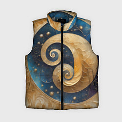 Женский жилет Синий золотой декоративный орнамент, цвет: 3D-светло-серый