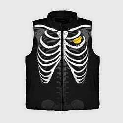 Женский жилет Скелет: ребра с птицей, цвет: 3D-черный