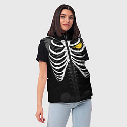 Женский жилет Скелет: ребра с птицей, цвет: 3D-черный — фото 2