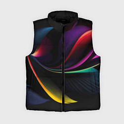 Женский жилет Ночная абстракция из разноцветных лучей, цвет: 3D-черный