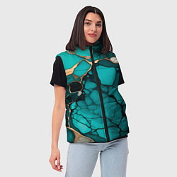 Женский жилет Зеленый мрамор с золотыми прожилками, цвет: 3D-красный — фото 2
