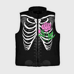 Женский жилет Скелет: ребра с пионом