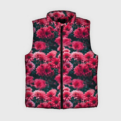 Женский жилет Красные цветы узор, цвет: 3D-черный