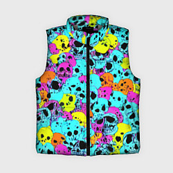 Женский жилет Паттерн из черепов - поп-арт - иллюзия, цвет: 3D-светло-серый