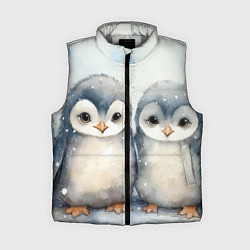 Женский жилет Милые пингвины акварель, цвет: 3D-светло-серый