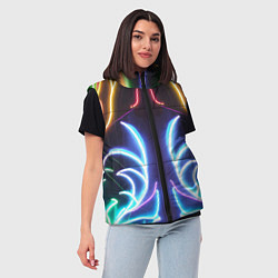 Женский жилет Зеркальный неоновый паттерн - нейросеть, цвет: 3D-черный — фото 2