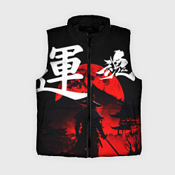 Женский жилет Японский самурай и красная луна