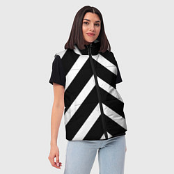 Женский жилет Черно-белые полoсы, цвет: 3D-светло-серый — фото 2