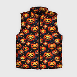 Женский жилет Весёлые тыквы на Хеллоуин паттерн