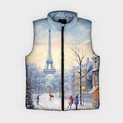 Женский жилет Новогодний Париж, цвет: 3D-светло-серый