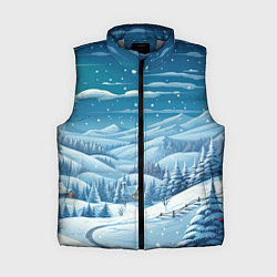 Женский жилет Новогодний пейзаж природа, цвет: 3D-светло-серый