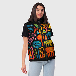 Женский жилет Африканский узор со слонами - нейросеть, цвет: 3D-светло-серый — фото 2