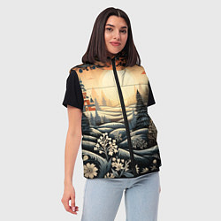 Женский жилет Зимний предновогодний пейзаж, цвет: 3D-черный — фото 2