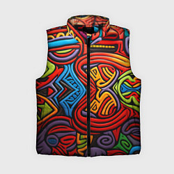 Женский жилет Разноцветный узор в стиле абстракционизм, цвет: 3D-черный