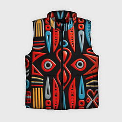 Женский жилет Красно-синий узор в африканском стиле, цвет: 3D-светло-серый