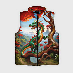 Женский жилет Зеленый деревянный дракон, цвет: 3D-красный