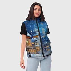 Женский жилет Новогоднее настроение город, цвет: 3D-красный — фото 2