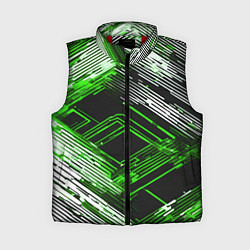 Женский жилет Киберпанк линии белые и зелёные