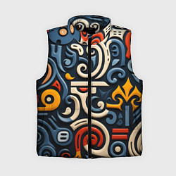 Женский жилет Абстрактный цветной паттерн в славянском стиле, цвет: 3D-черный