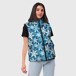 Женский жилет New Years pattern with snowflakes, цвет: 3D-светло-серый — фото 2