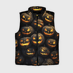 Женский жилет Зловещие хэллоуинские тыквы, цвет: 3D-черный