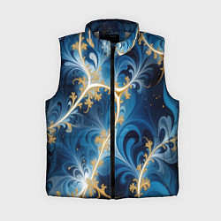 Женский жилет Глубокая синева и золотые узоры