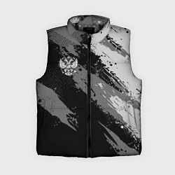 Женский жилет Герб РФ - серый монохромный, цвет: 3D-черный