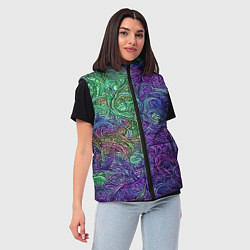 Женский жилет Вьющийся узор фиолетовый и зелёный, цвет: 3D-черный — фото 2