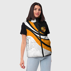 Женский жилет Porsche - Оранжевая абстракция, цвет: 3D-красный — фото 2