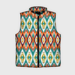 Женский жилет Орнамент икат - имитация аткласной ткани, цвет: 3D-черный