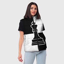 Женский жилет Шахматы - ферзь, цвет: 3D-черный — фото 2