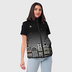 Женский жилет Ночной город и звездное небо, цвет: 3D-черный — фото 2