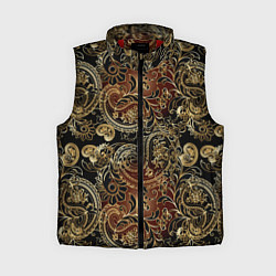Женский жилет Золотые узоры пейсли, цвет: 3D-красный