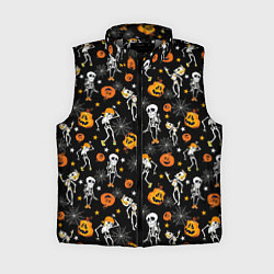 Женский жилет Хэллоуин танцующий скелет, цвет: 3D-светло-серый