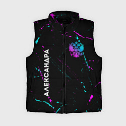 Женский жилет Александра и неоновый герб России вертикально, цвет: 3D-черный