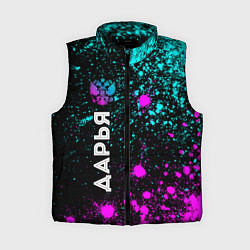 Женский жилет Дарья и неоновый герб России по-вертикали, цвет: 3D-черный